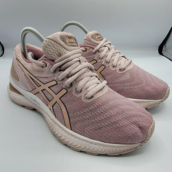 Asics Womens Gel Nimbus 22 1012A587 Rose Gold Lace - Picture 1 of 11